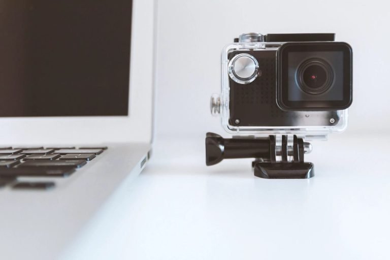 Action camera in a waterproof housing