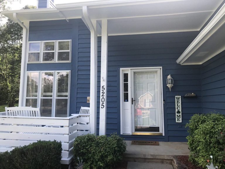 Front door and porch of a house