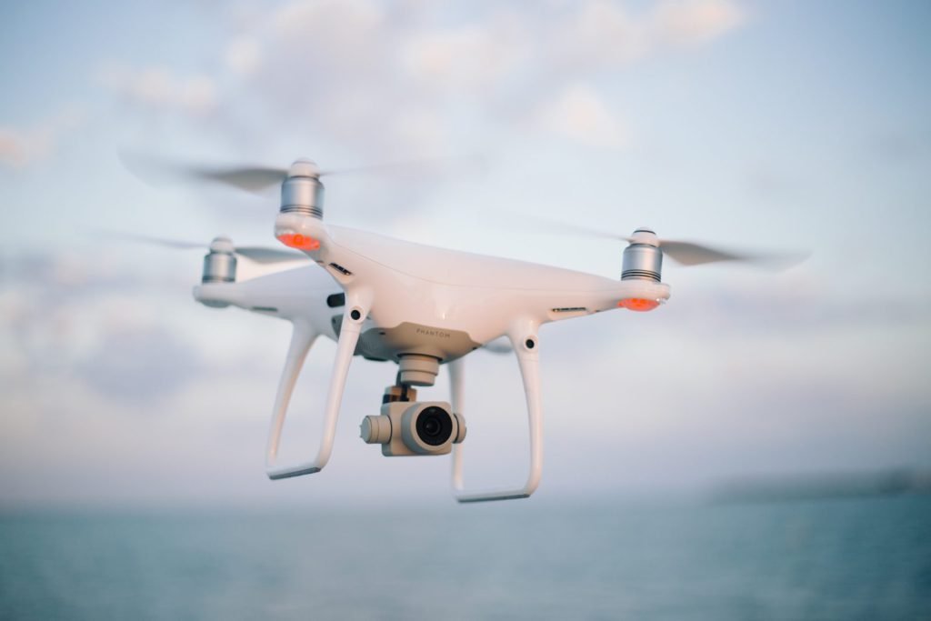 Camera drone in flight