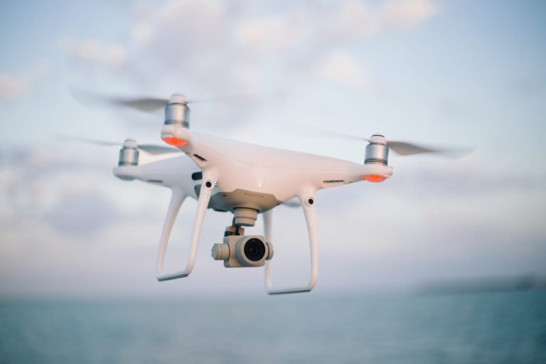 Camera drone in flight
